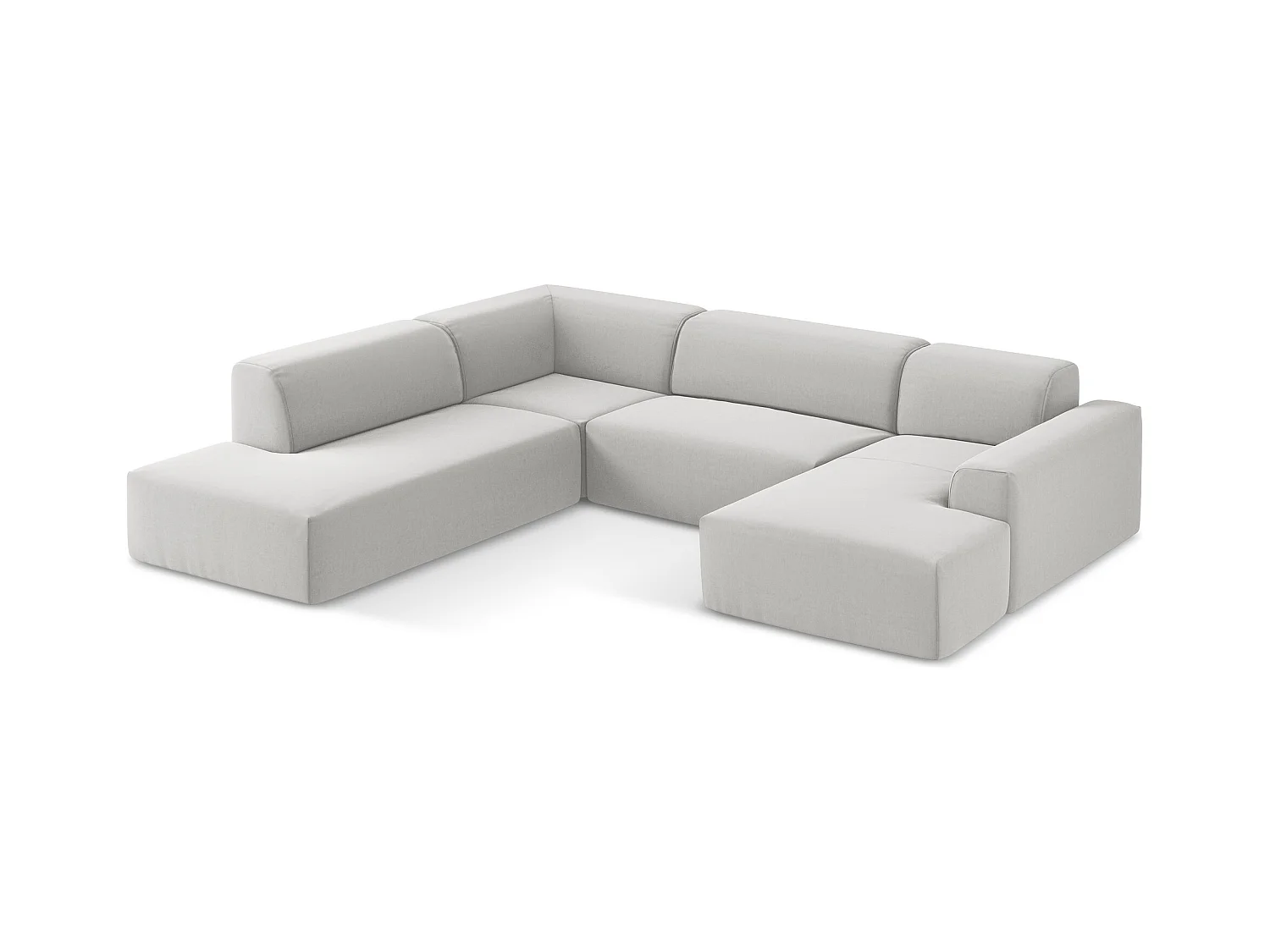 Panoramische hoekbank links van zilver velours - KELI