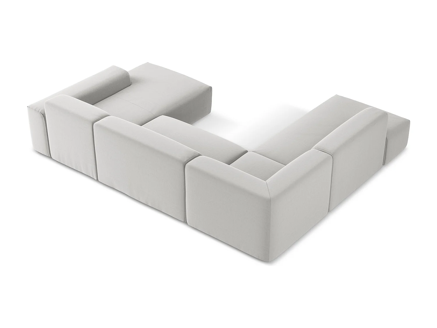 Panoramische hoekbank links van zilver velours - KELI