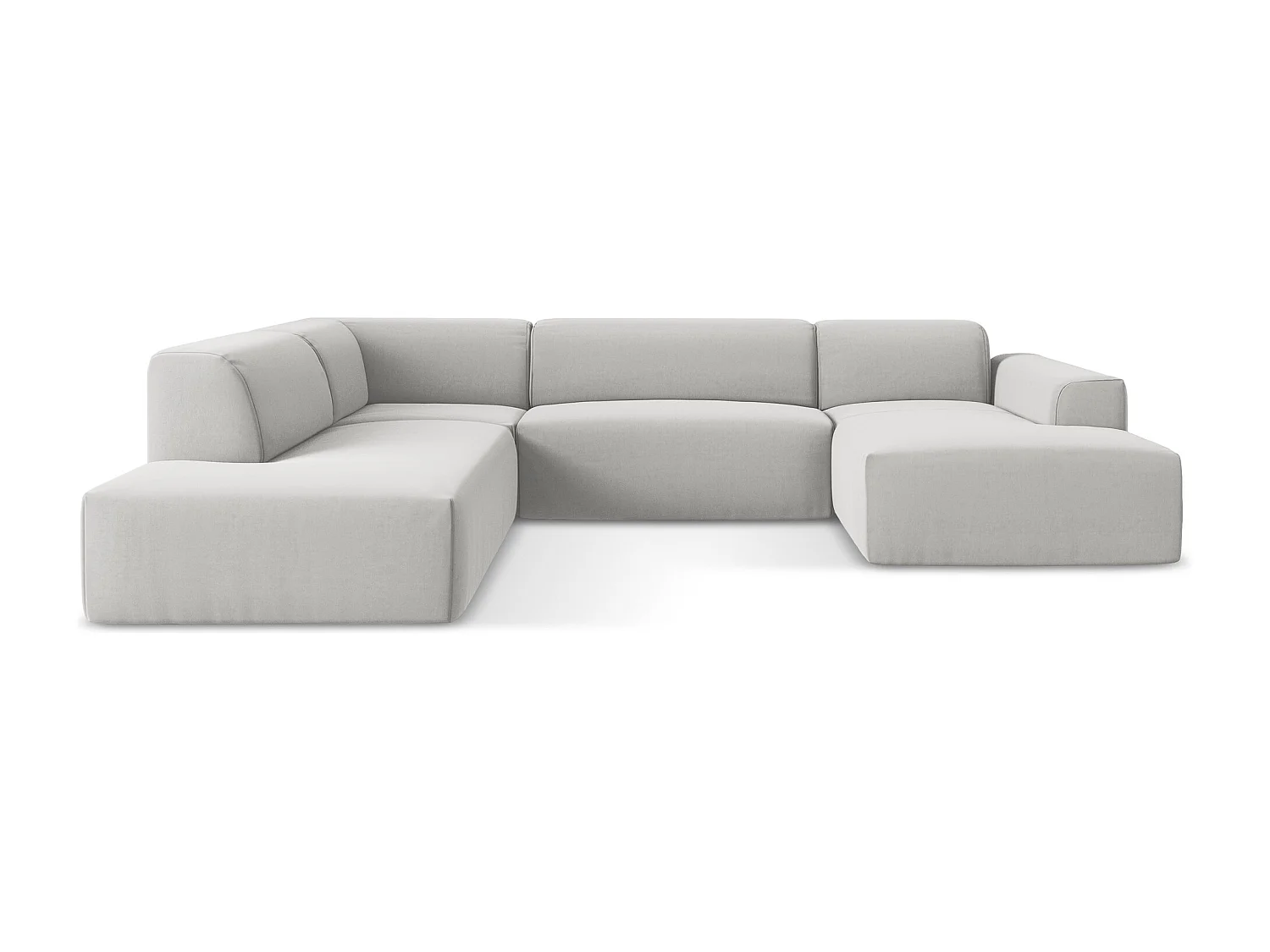 Panoramische hoekbank links van zilver velours - KELI