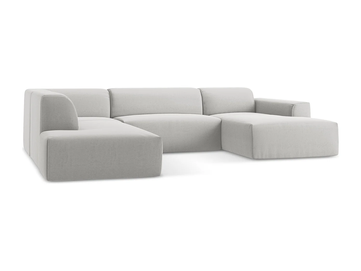 Panoramische hoekbank links van zilver velours - KELI