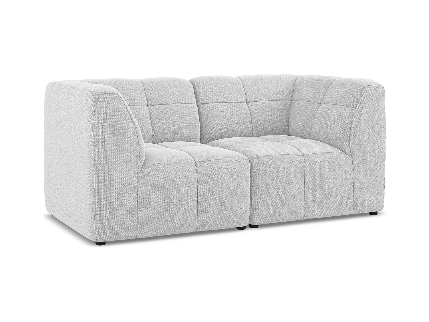 Canapé modulable 2 places en tissu bouclette - argent - ALOHA