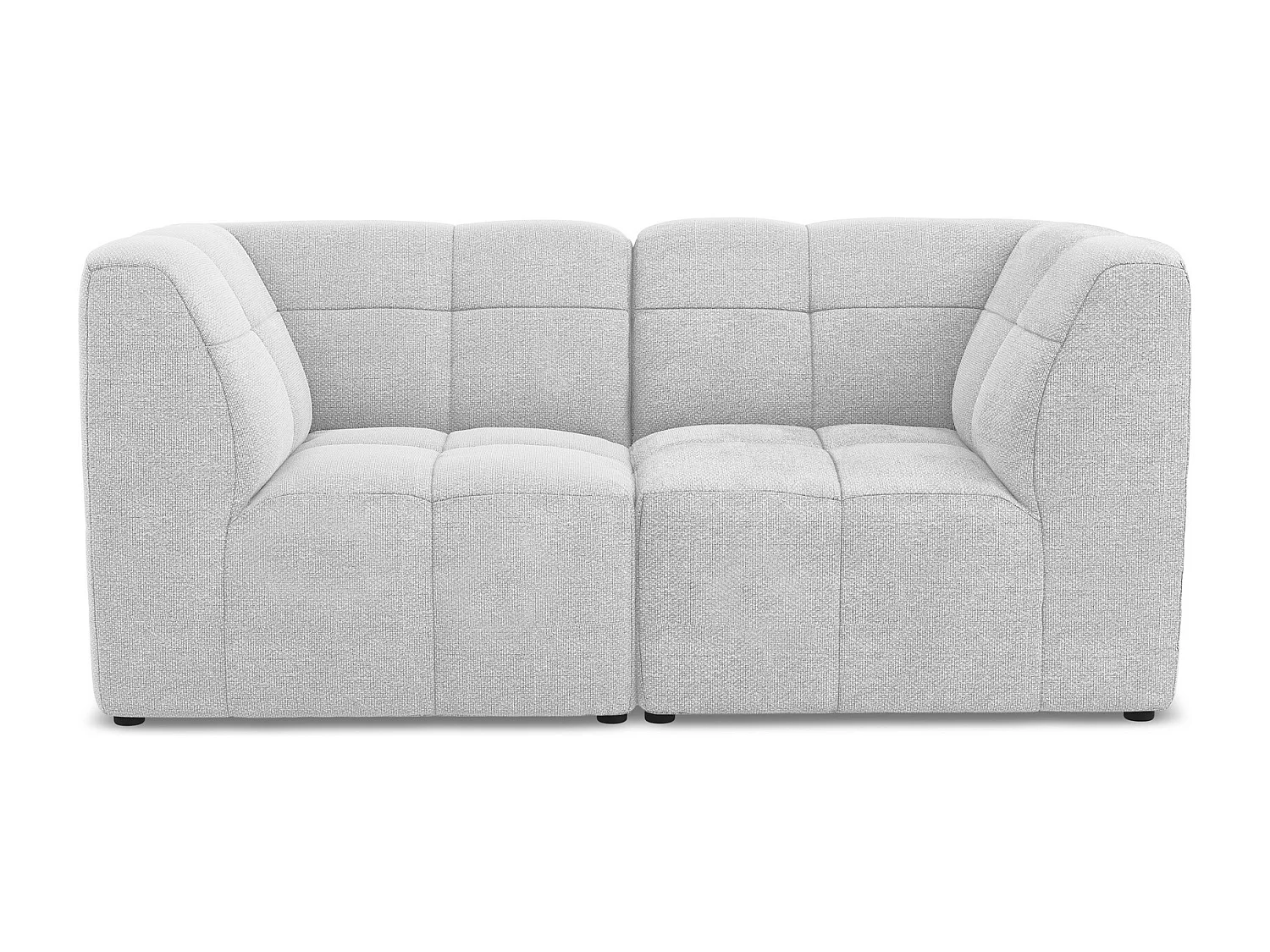 Canapé modulable 2 places en tissu bouclette - argent - ALOHA