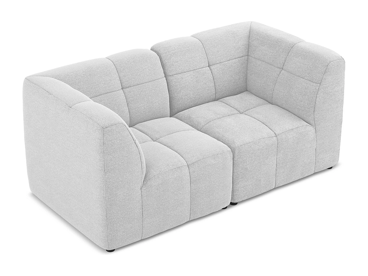 Canapé modulable 2 places en tissu bouclette - argent - ALOHA