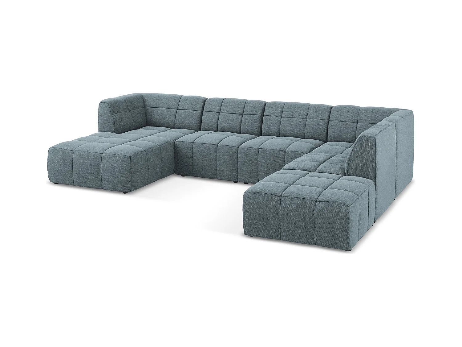 Panoramische hoekbank van jeans bouclé - ALOHA