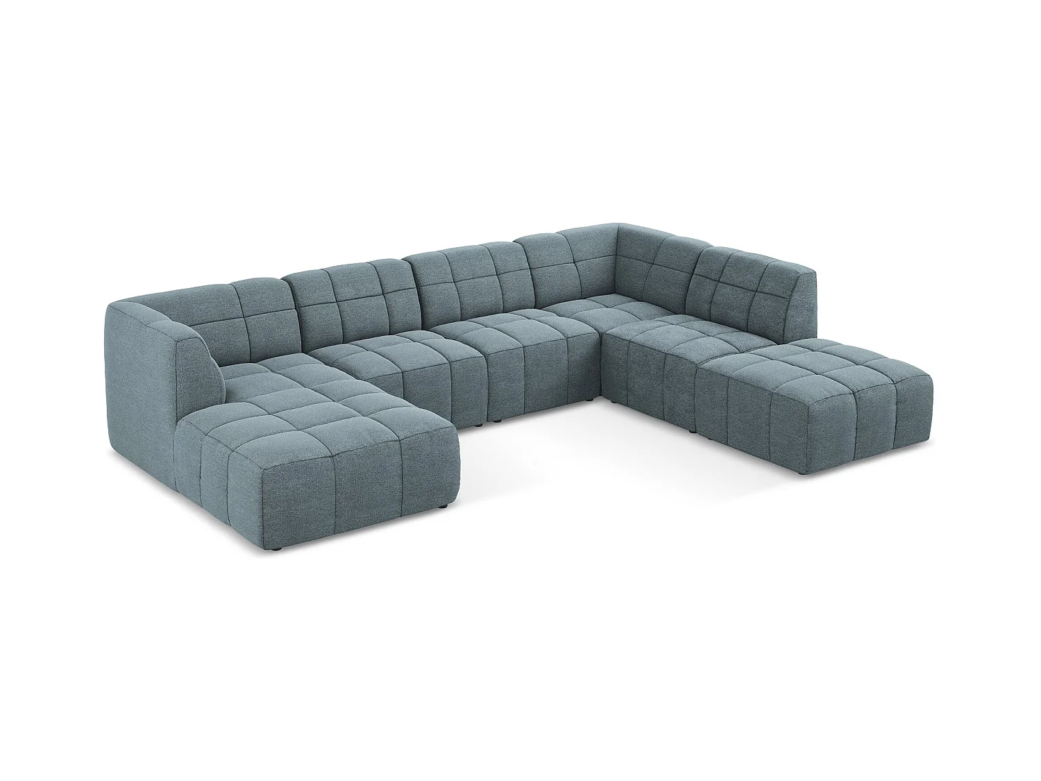 Panoramische hoekbank van jeans bouclé - ALOHA