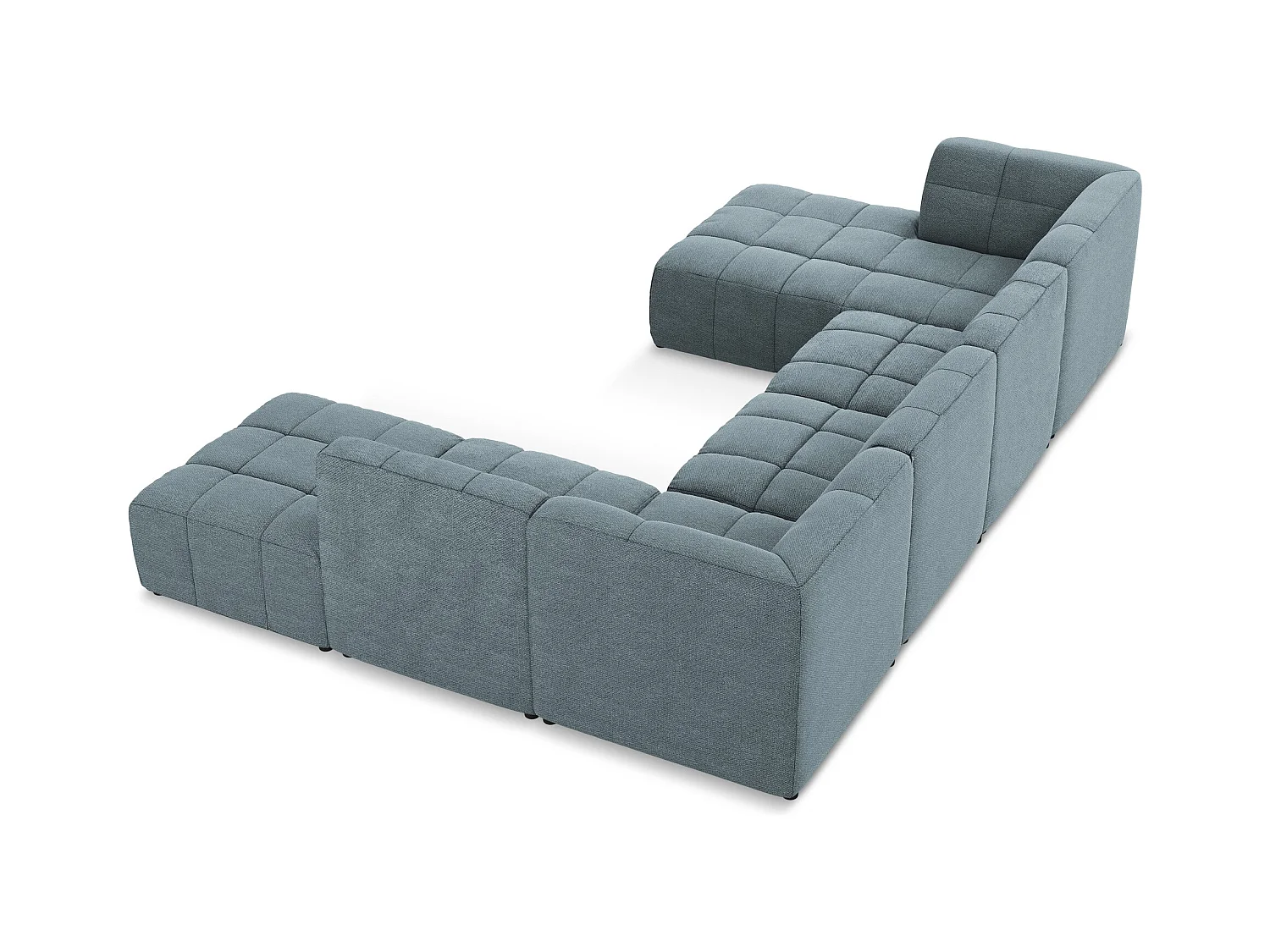 Panoramische hoekbank van jeans bouclé - ALOHA