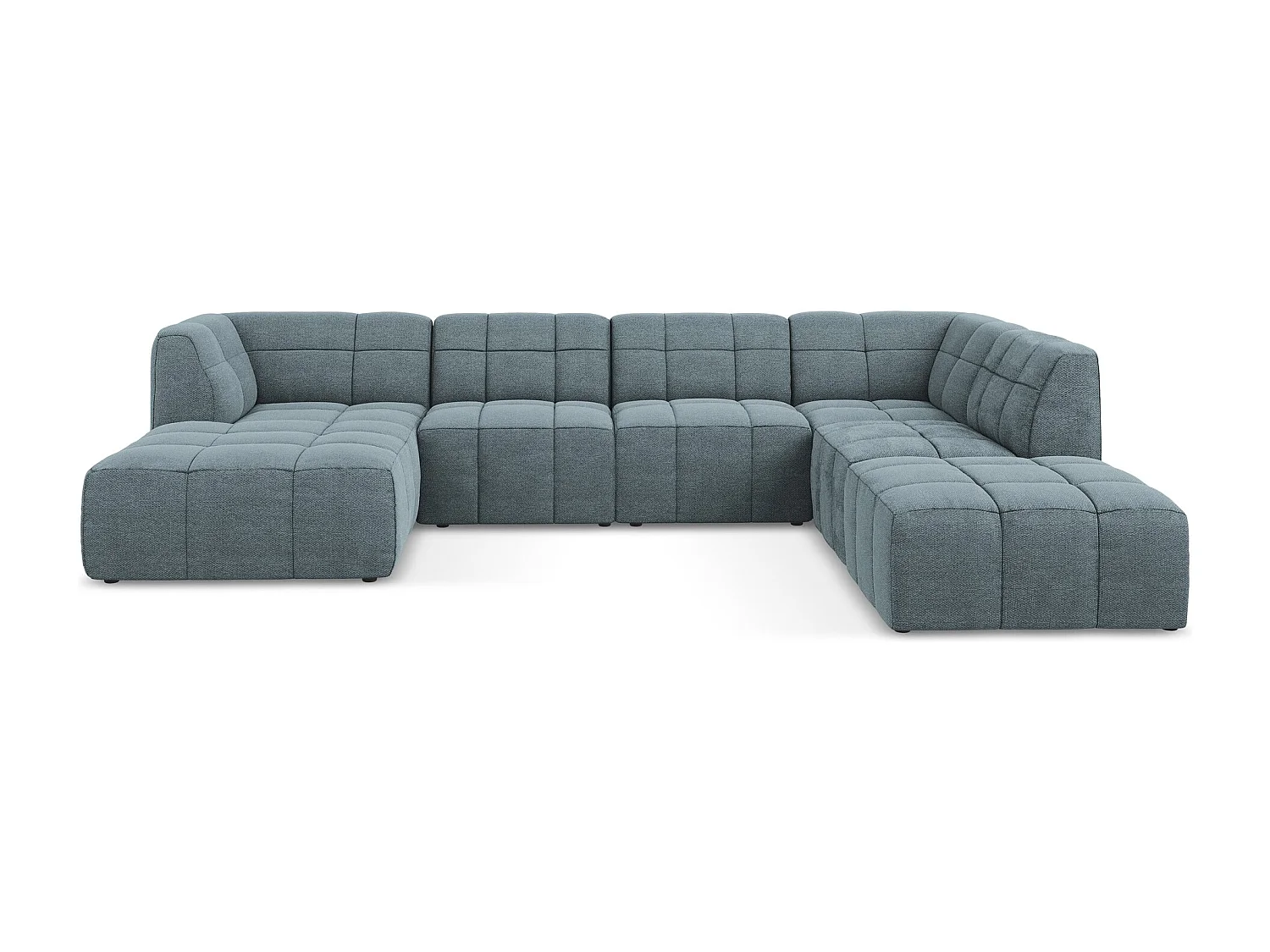 Canapé panoramique 5 places en tissu bouclette - jeans - ALOHA