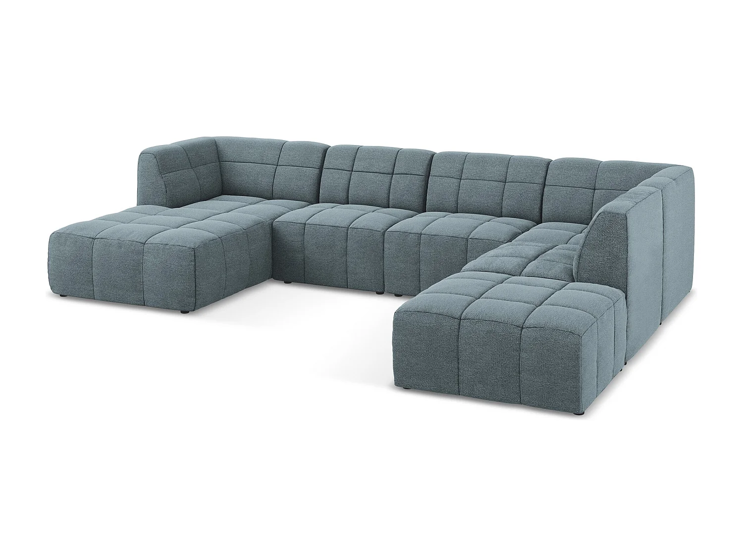 Canapé panoramique 5 places en tissu bouclette - jeans - ALOHA
