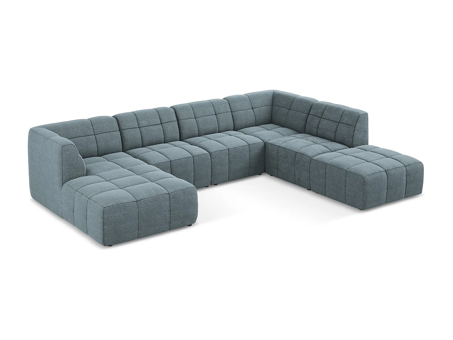 Canapé panoramique 5 places en tissu bouclette - jeans - ALOHA