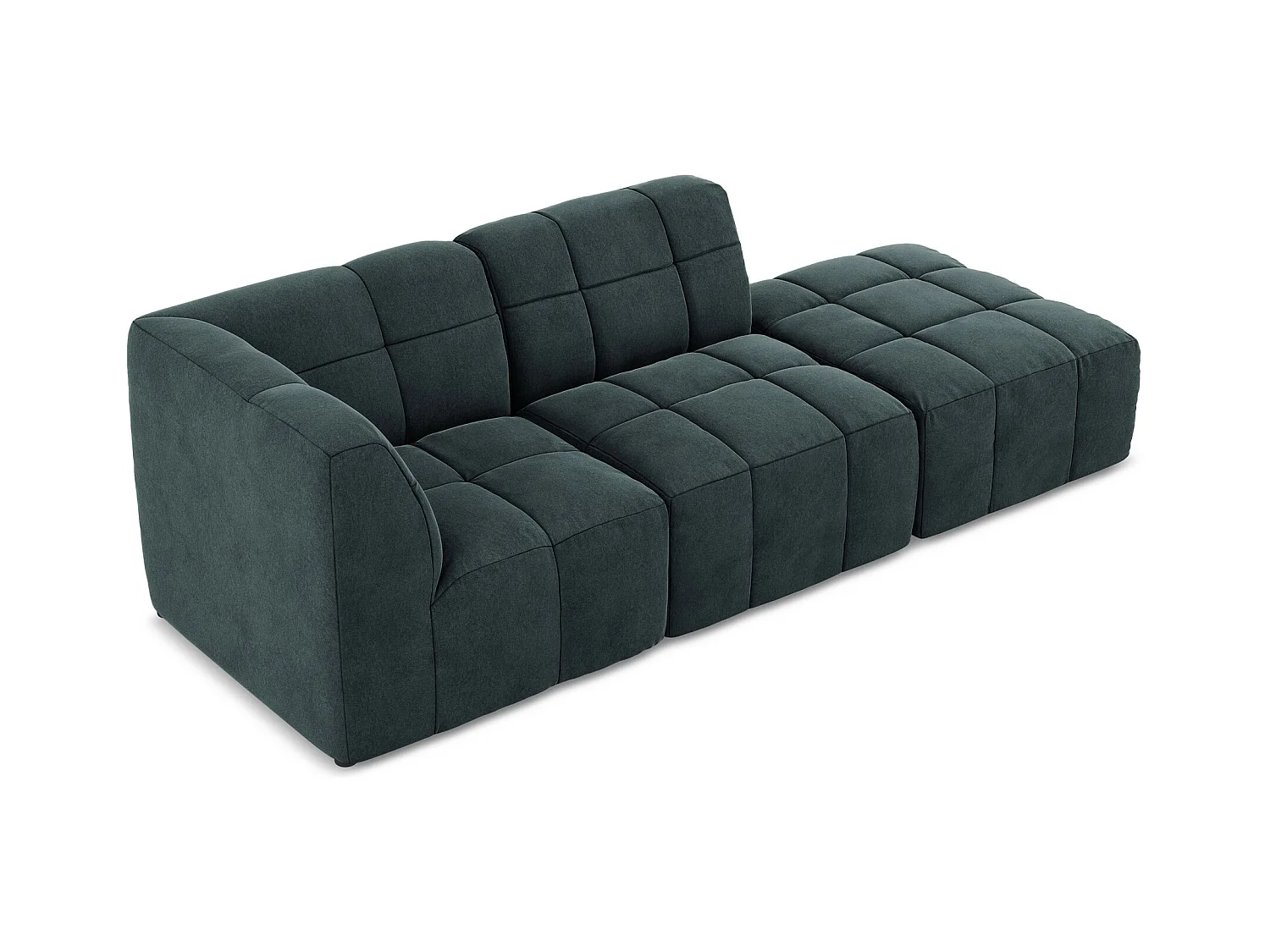 Canapé d'angle 3 places modulaire droit en velours - marin - ALOHA