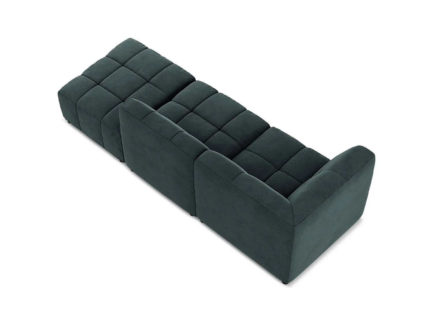 Canapé d'angle 3 places modulaire droit en velours - marin - ALOHA