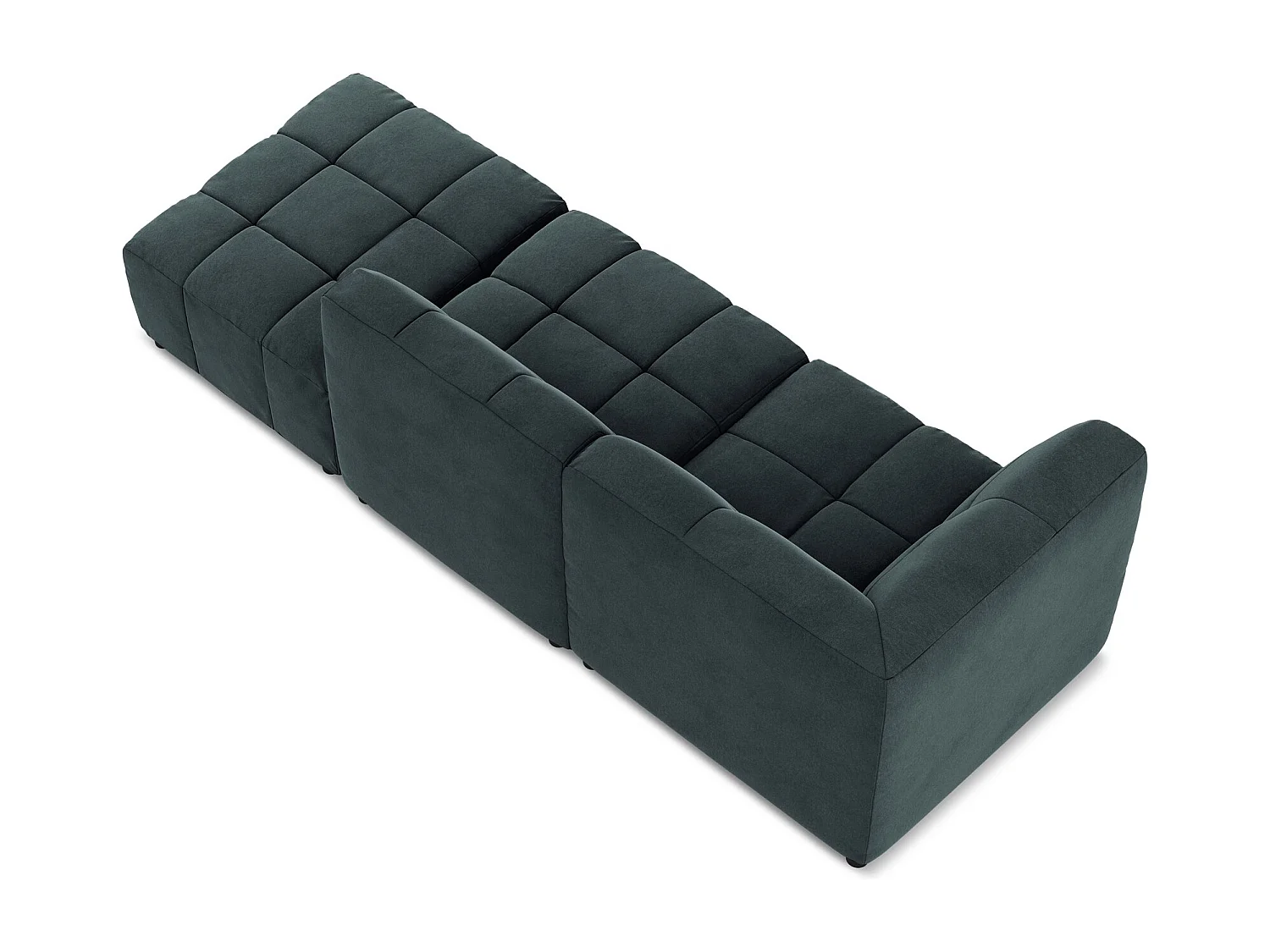 Canapé d'angle 3 places modulaire droit en velours - marin - ALOHA