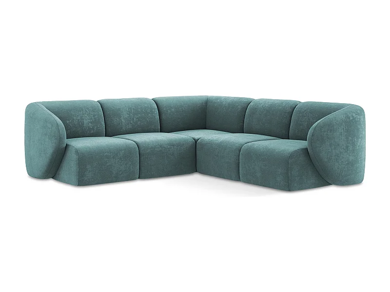 Canapé d'angle 4 places modulaire en tissu chenille - jeans - LANI