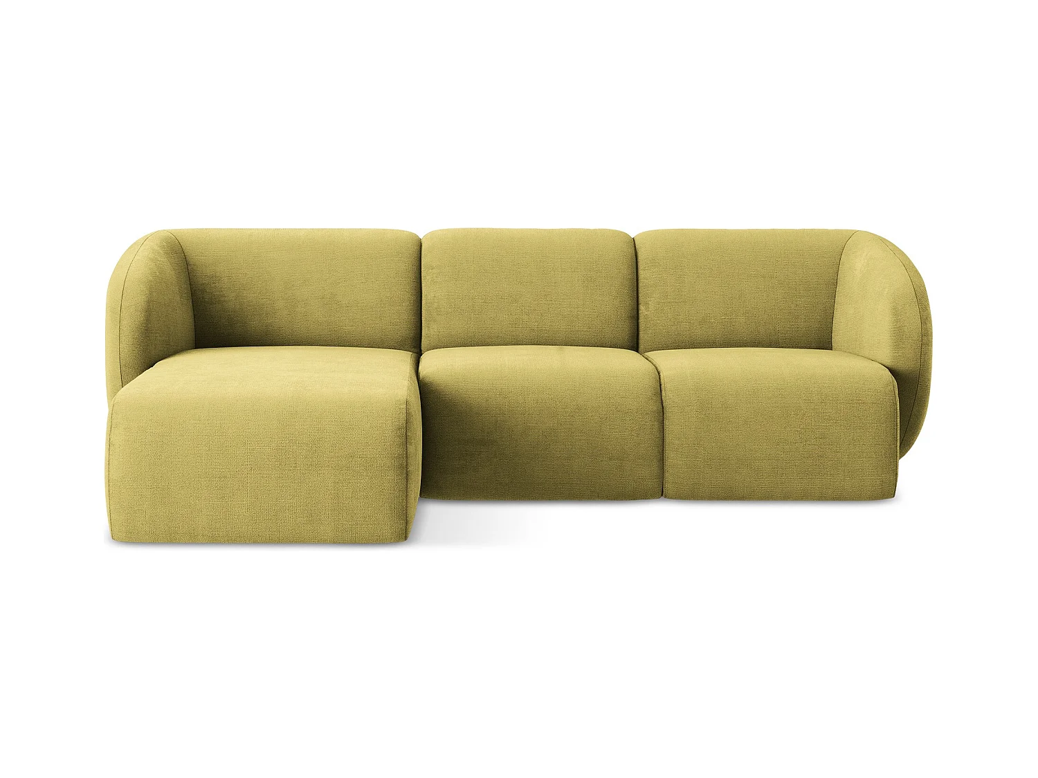 Canapé d'angle 3 places modulaire gauche en tissu chenille - vert citron - LANI