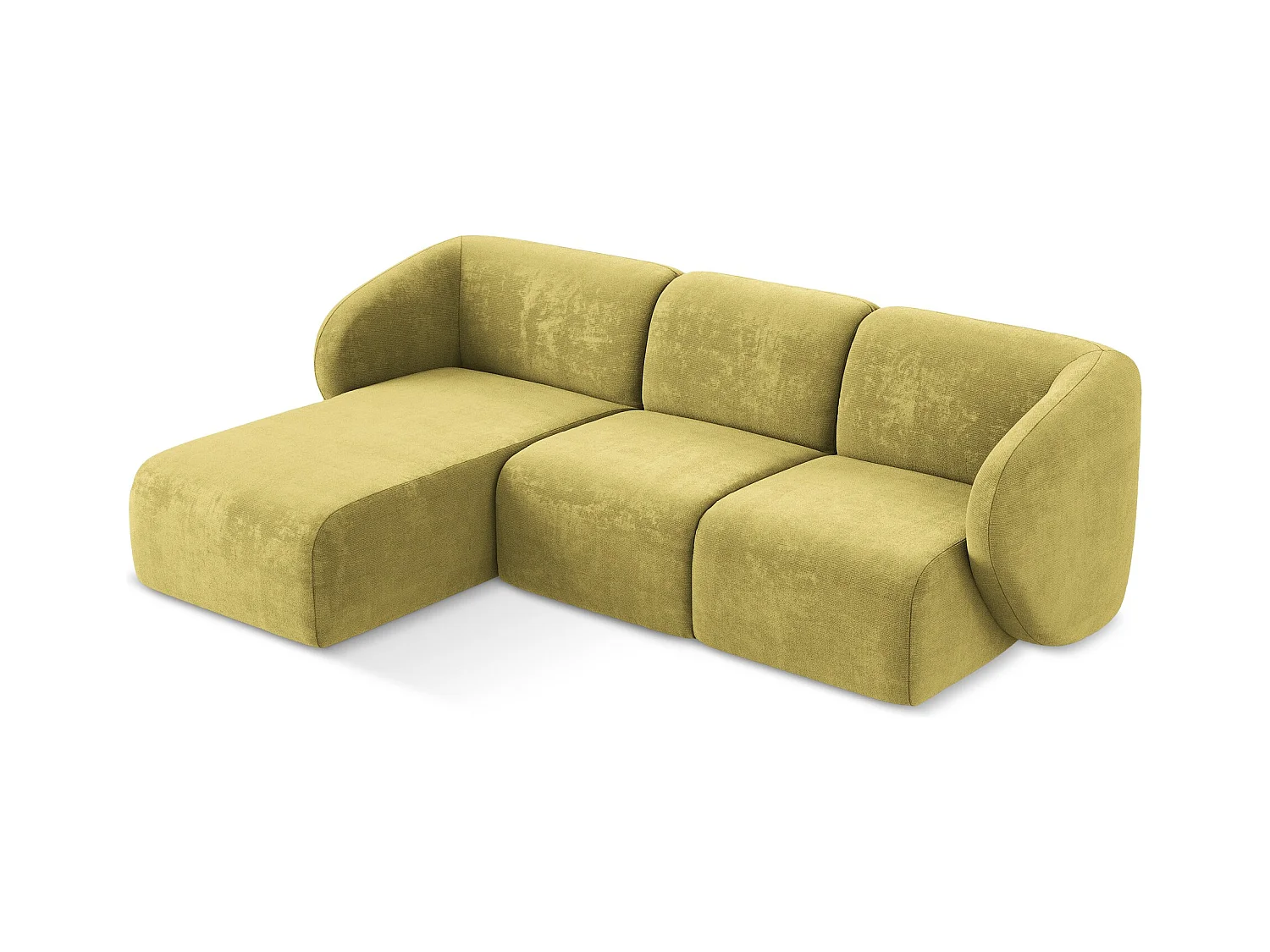 Canapé d'angle 3 places modulaire gauche en tissu chenille - vert citron - LANI