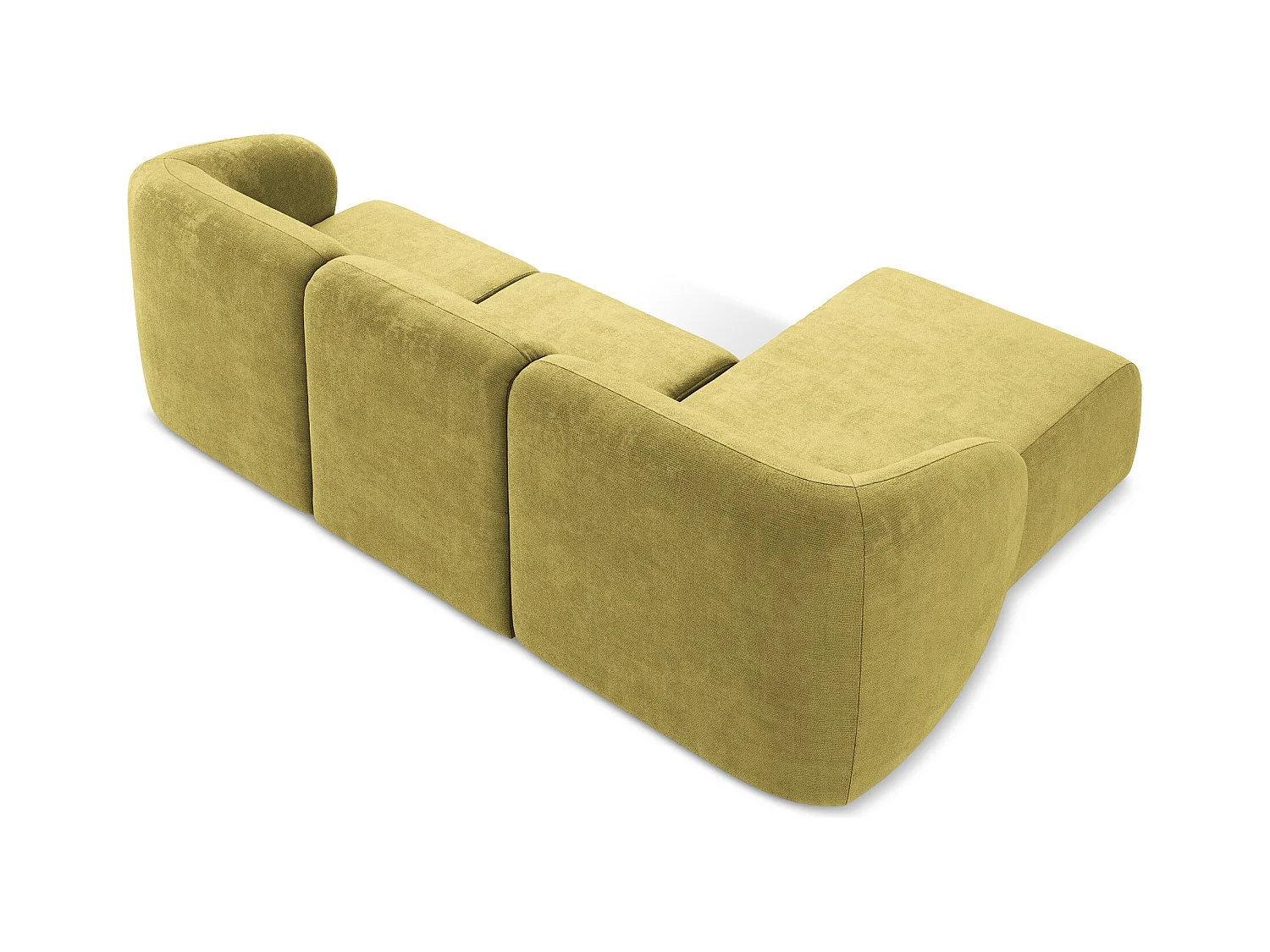 Canapé d'angle 3 places modulaire gauche en tissu chenille - vert citron - LANI