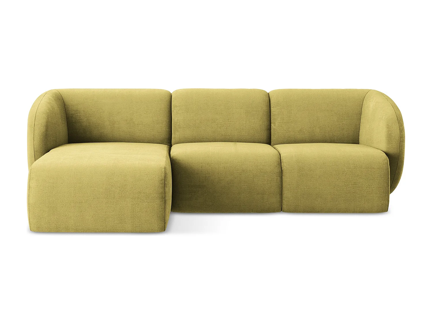 Canapé d'angle 3 places modulaire gauche en tissu chenille - vert citron - LANI