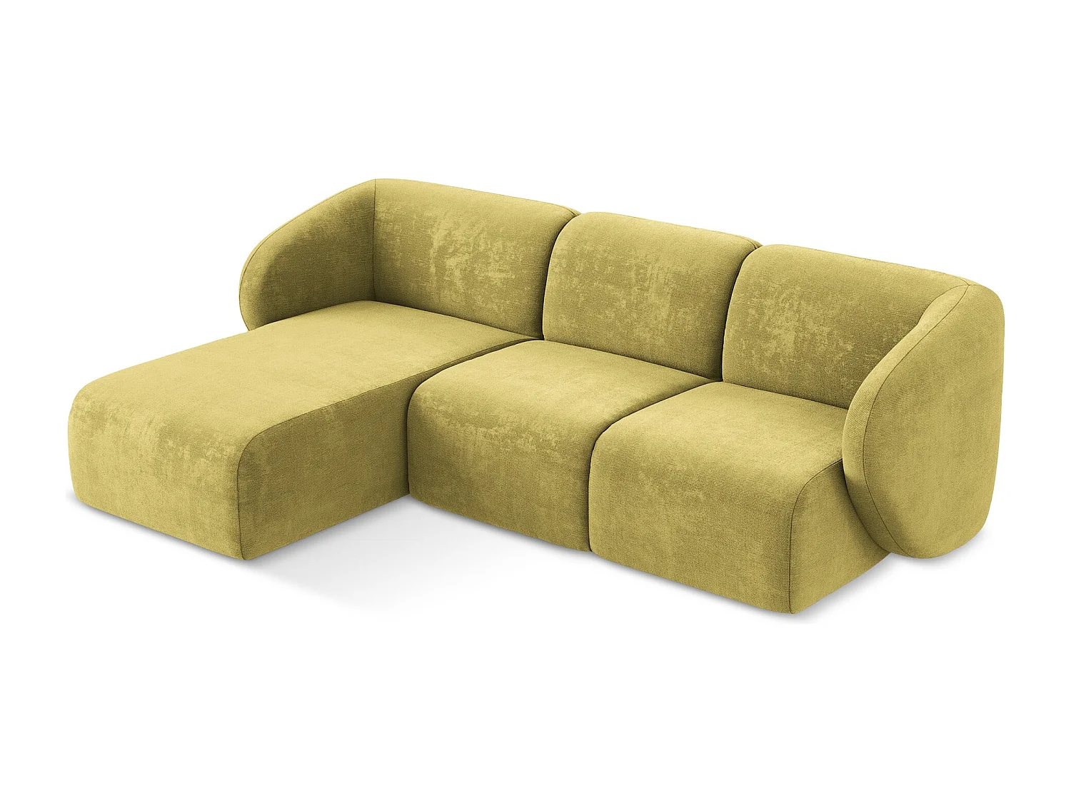 Canapé d'angle 3 places modulaire gauche en tissu chenille - vert citron - LANI