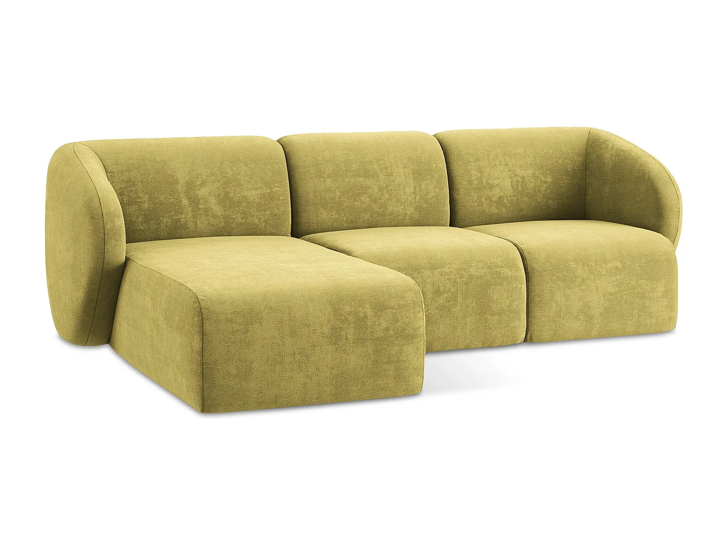 Canapé d'angle 3 places modulaire gauche en tissu chenille - vert citron - LANI