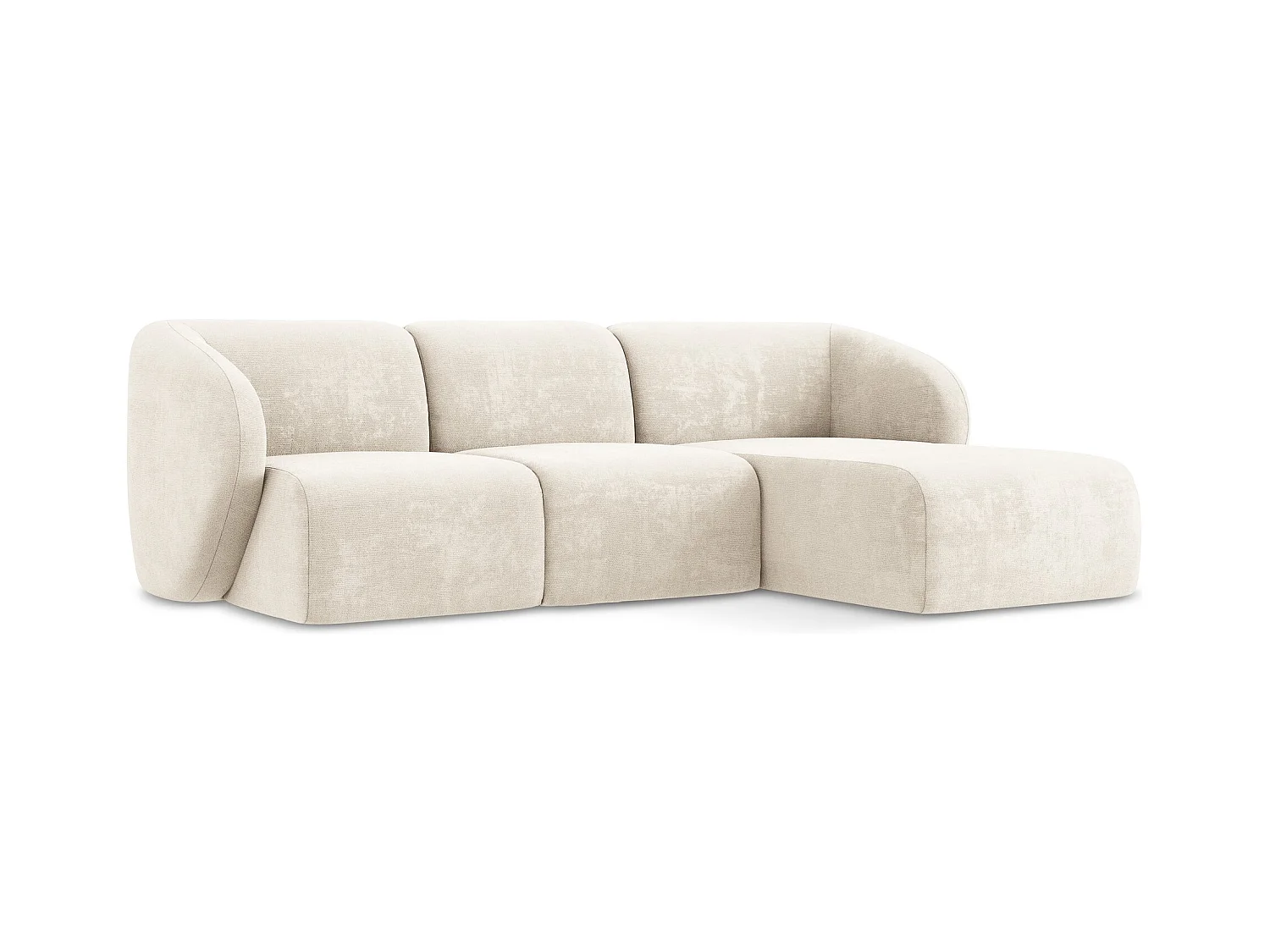 Modulaire hoekbank rechts van lichtbeige chenille stof - LANI