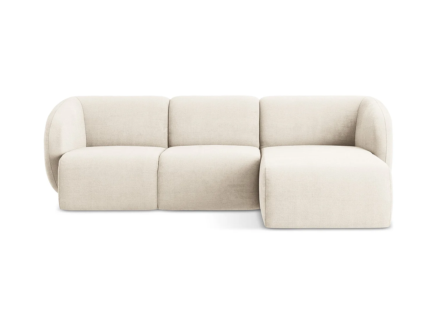 Modulaire hoekbank rechts van lichtbeige chenille stof - LANI