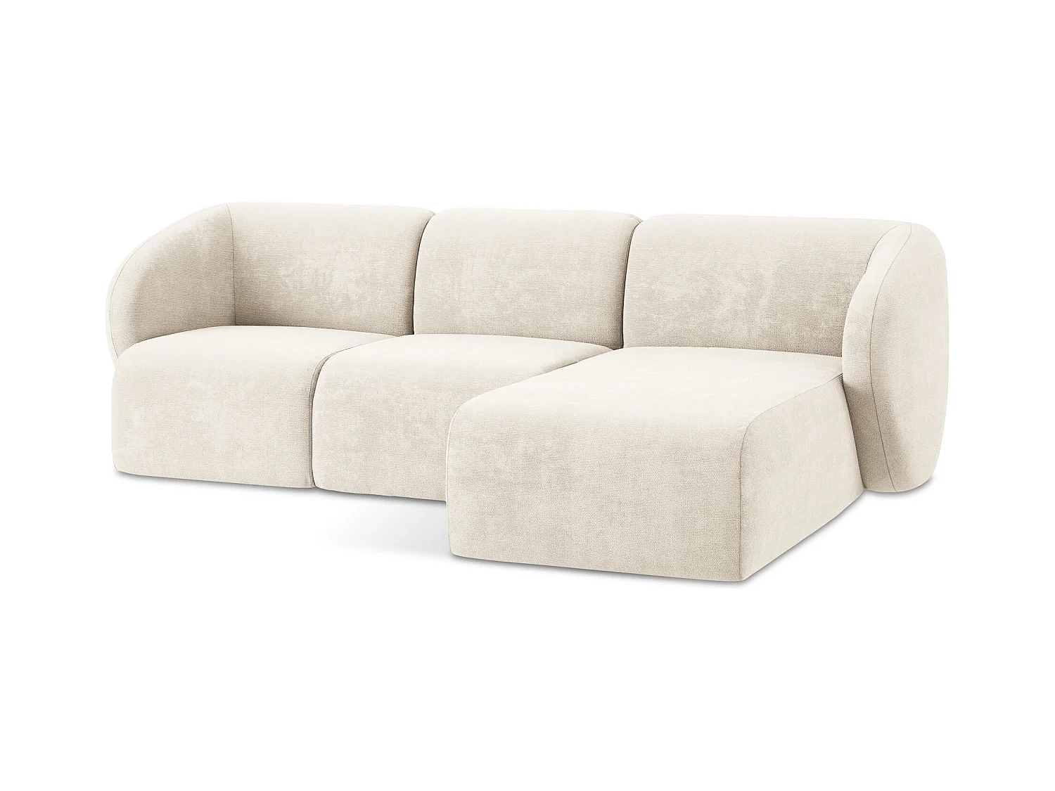 Modulaire hoekbank rechts van lichtbeige chenille stof - LANI