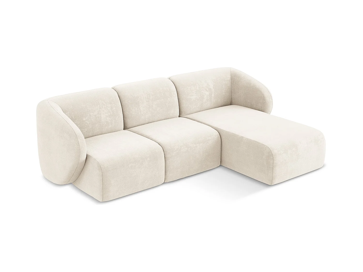 Modulaire hoekbank rechts van lichtbeige chenille stof - LANI