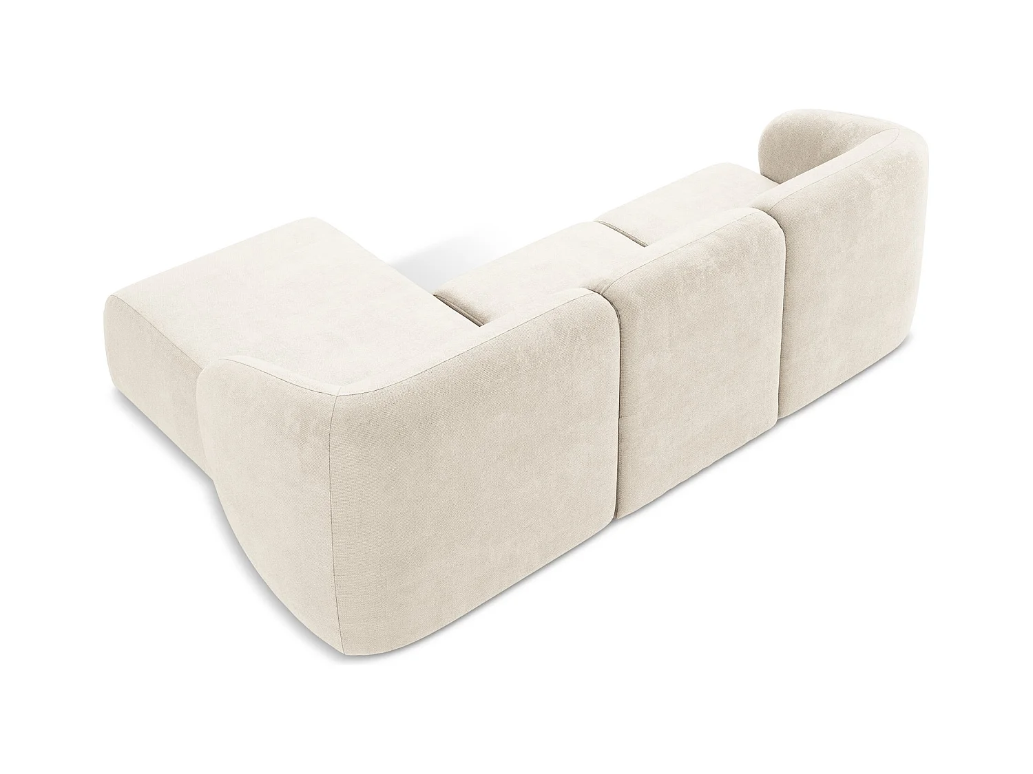 Modulaire hoekbank rechts van lichtbeige chenille stof - LANI