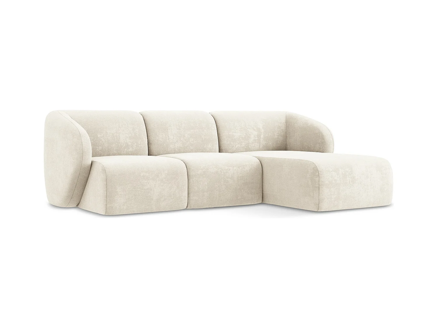 3-Sitzer Modulares Ecksofa - Ecke Rechts - Chenille - Hell beige - LANI