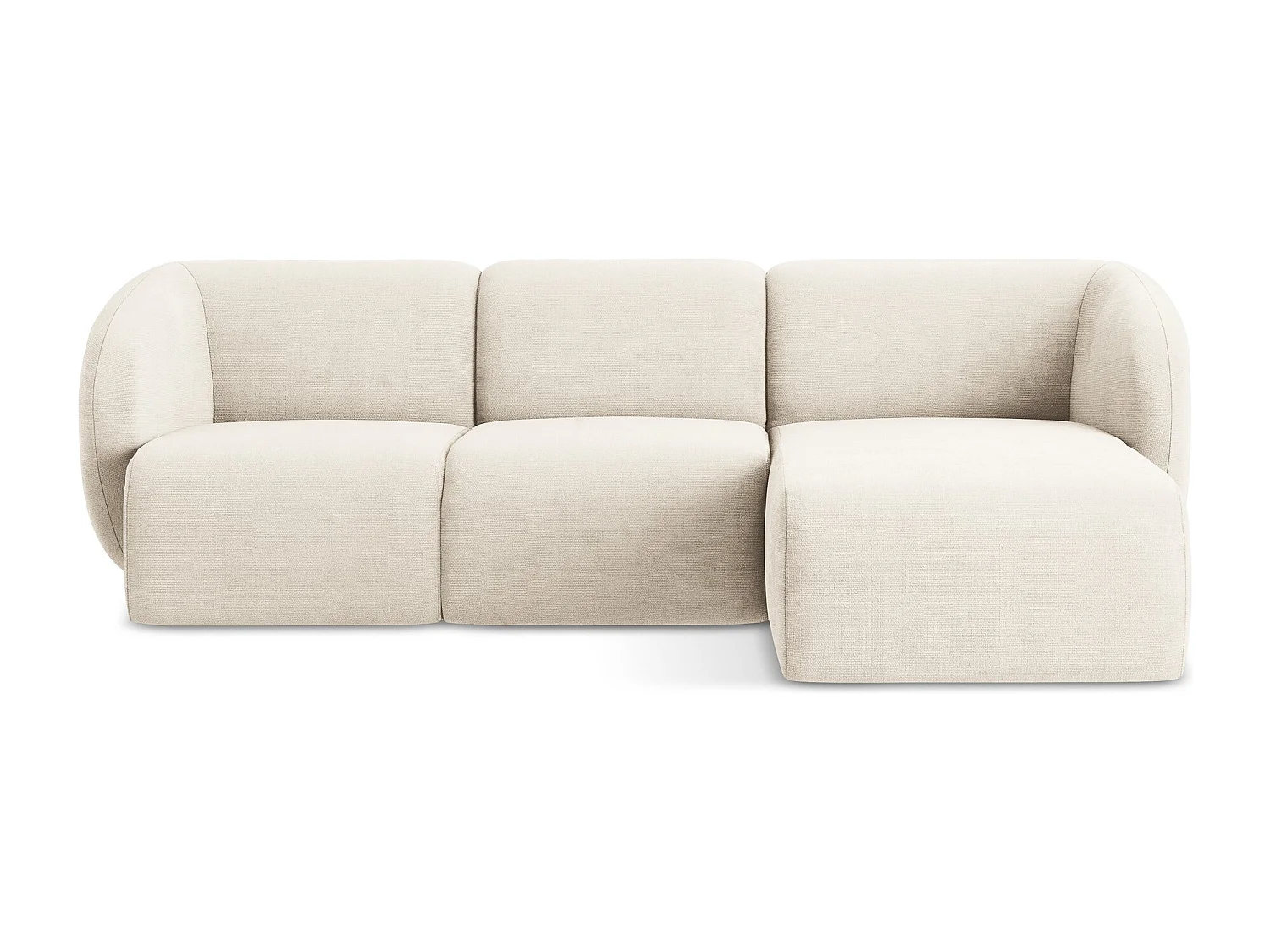 Canapé d'angle 3 places modulaire droit en tissu chenille - beige clair - LANI