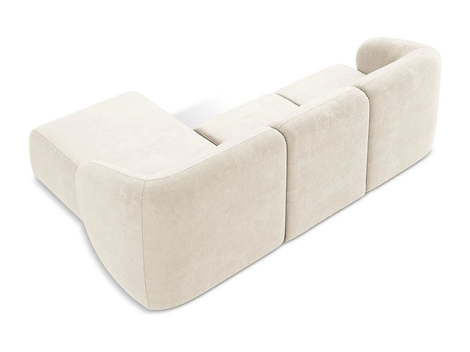 Canapé d'angle 3 places modulaire droit en tissu chenille - beige clair - LANI