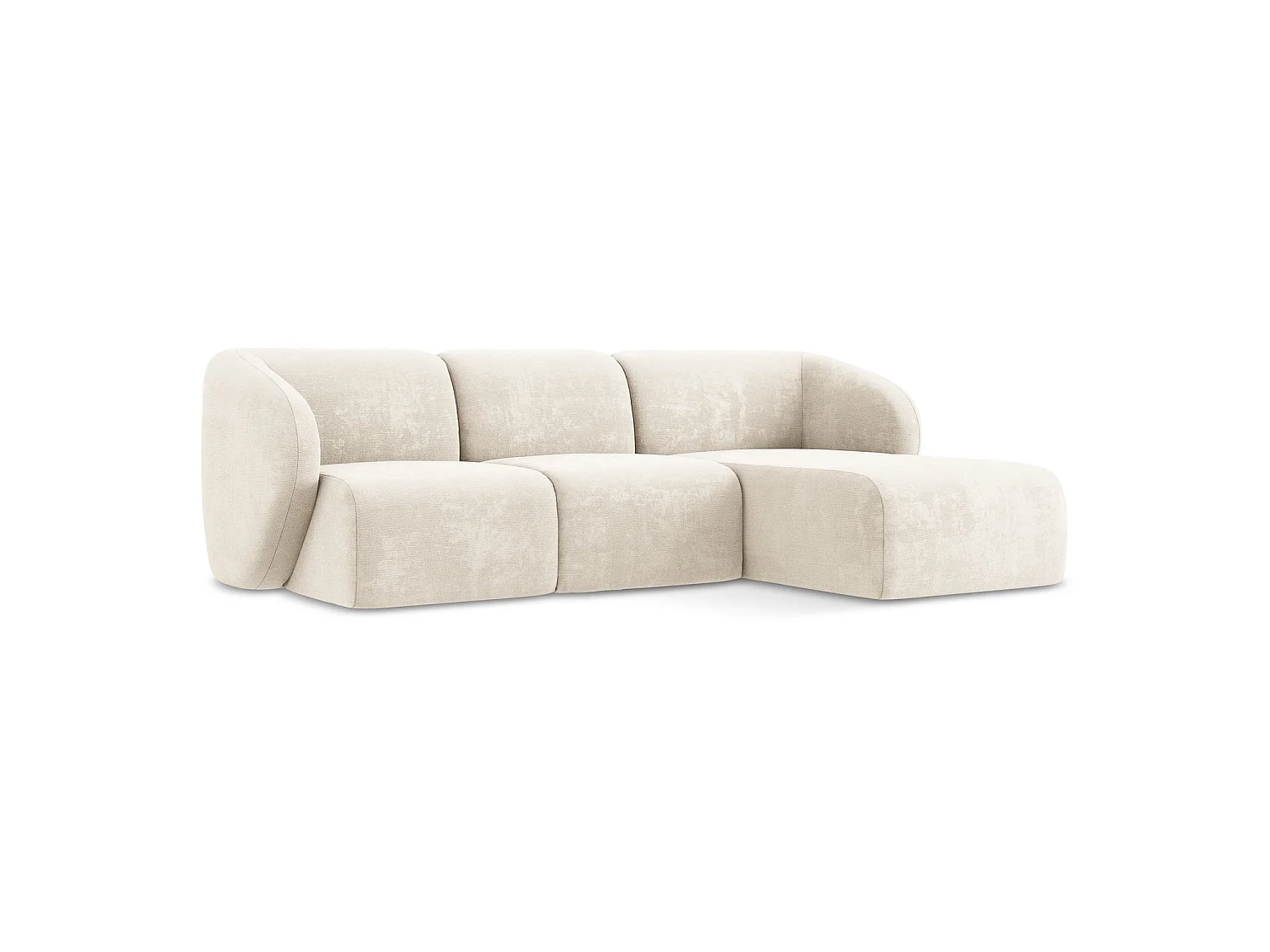 Modulaire hoekbank rechts van lichtbeige chenille stof - CERVO