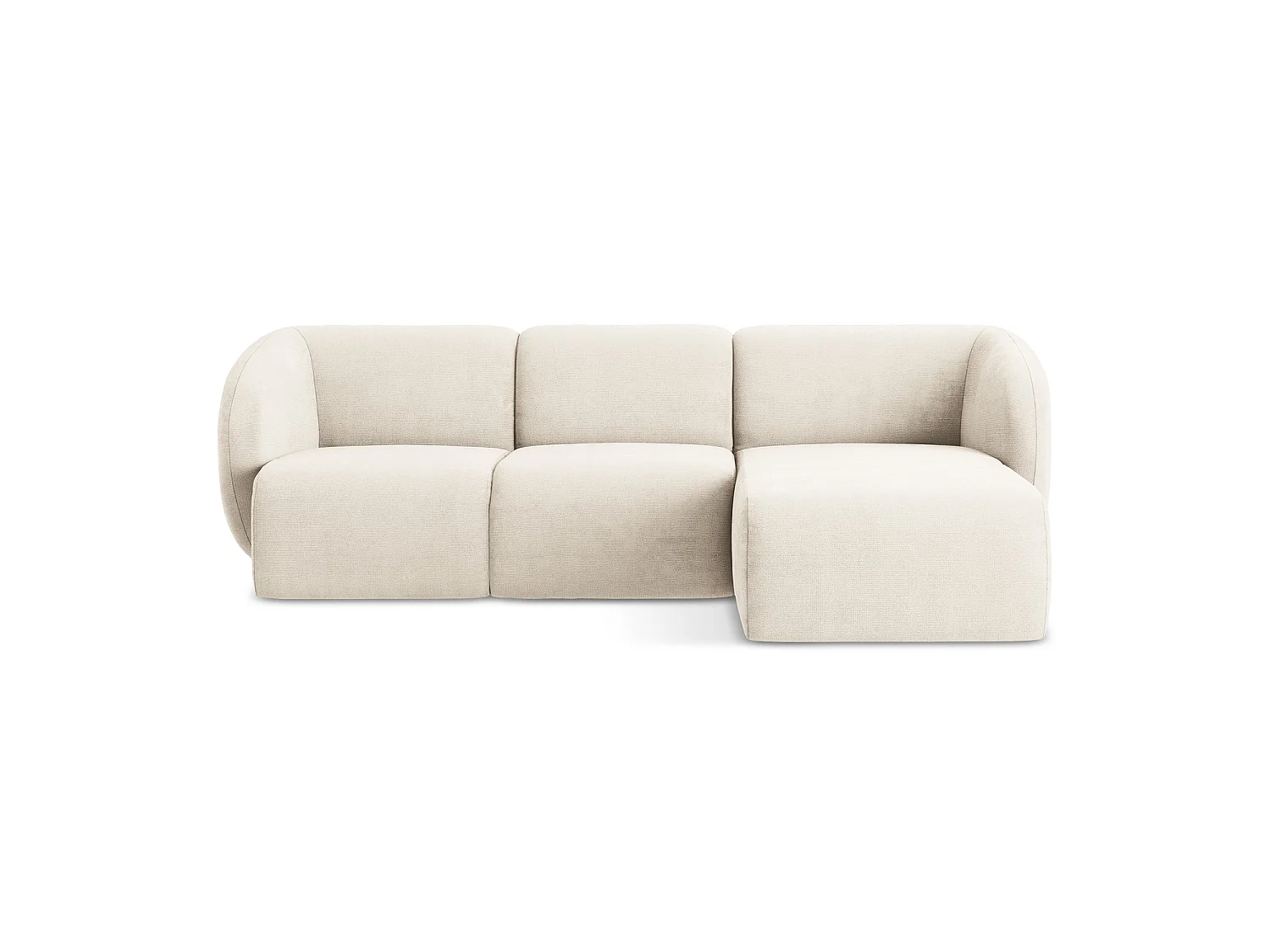 Modulaire hoekbank rechts van lichtbeige chenille stof - CERVO