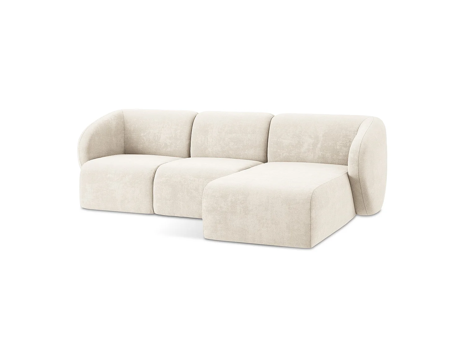 Modulaire hoekbank rechts van lichtbeige chenille stof - CERVO