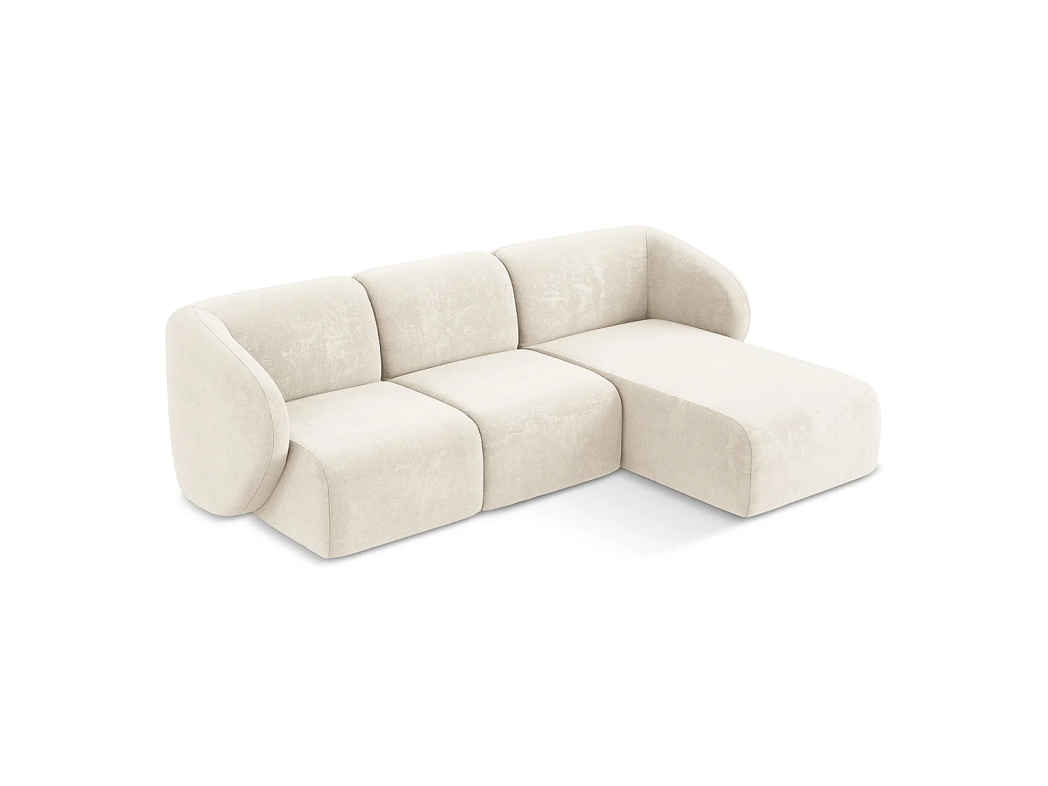 Modulaire hoekbank rechts van lichtbeige chenille stof - CERVO