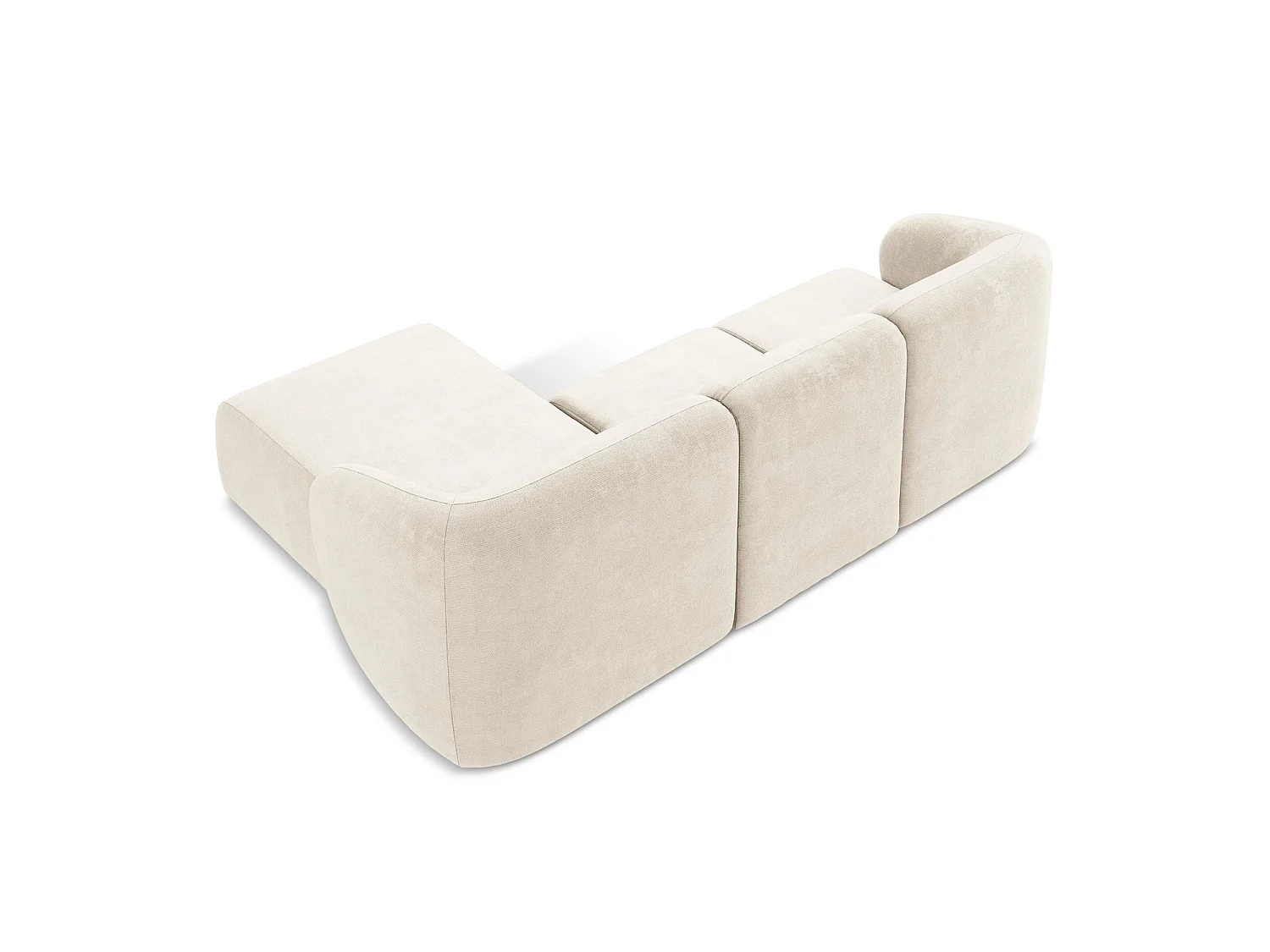 Modulaire hoekbank rechts van lichtbeige chenille stof - CERVO