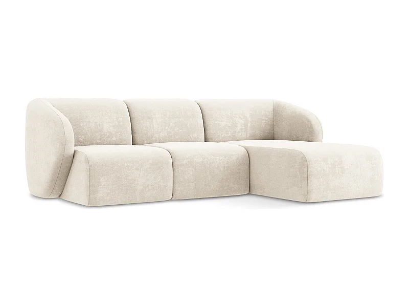 Modulaire hoekbank rechts van lichtbeige chenille stof - LANI