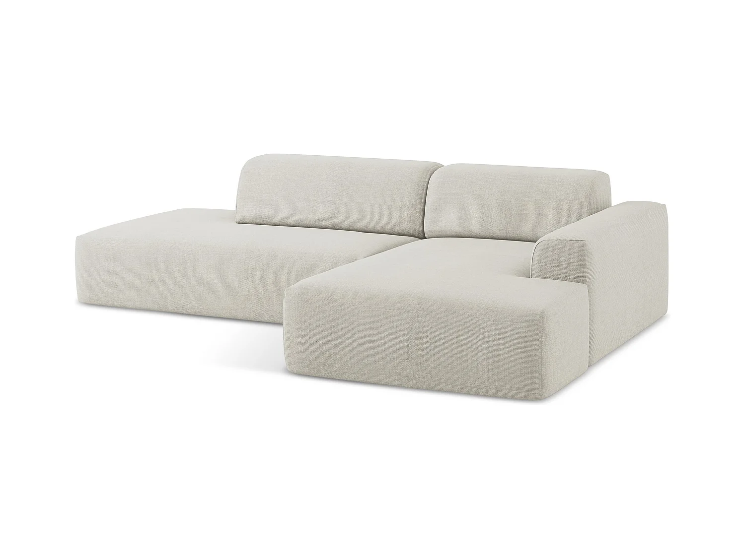 3-Sitzer Modulares Ecksofa - Ecke Links - Strukturstoff - Hell beige - KELI