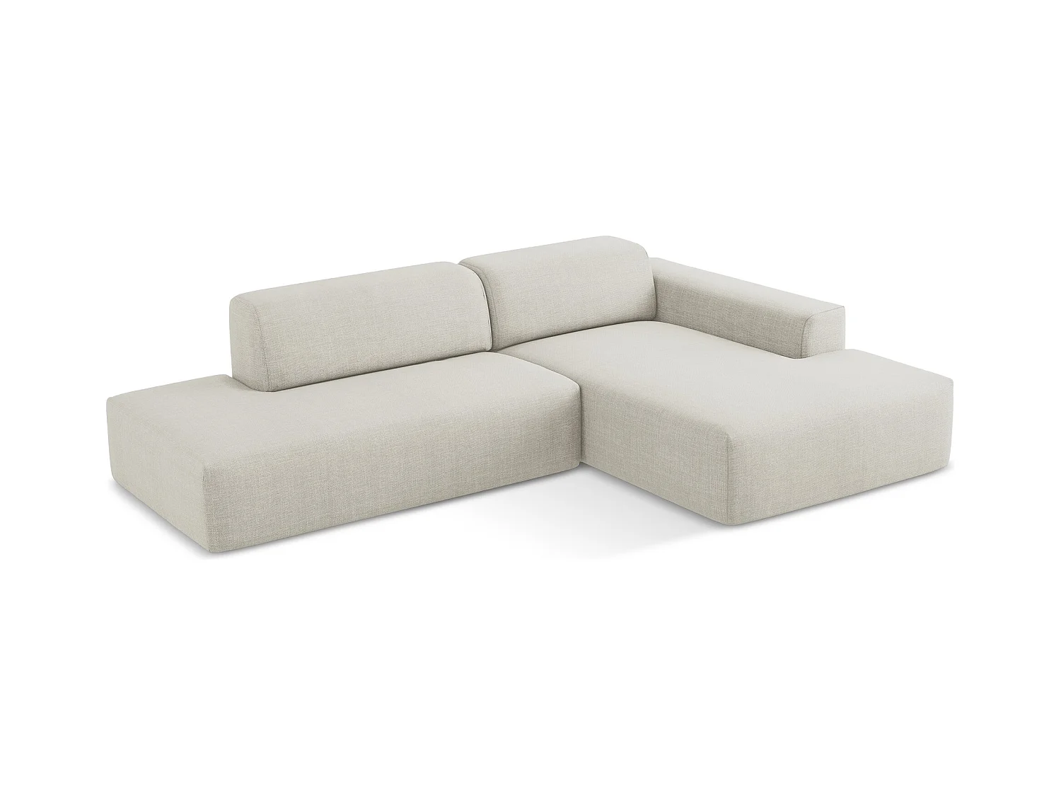 3-Sitzer Modulares Ecksofa - Ecke Links - Strukturstoff - Hell beige - KELI