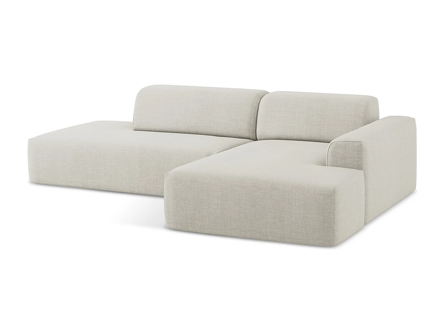 Modulaire hoekbank links van lichtbeige textuurstof - KELI