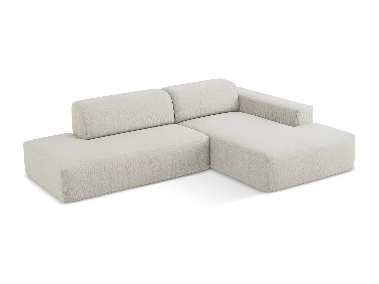 Modulaire hoekbank links van lichtbeige textuurstof - KELI