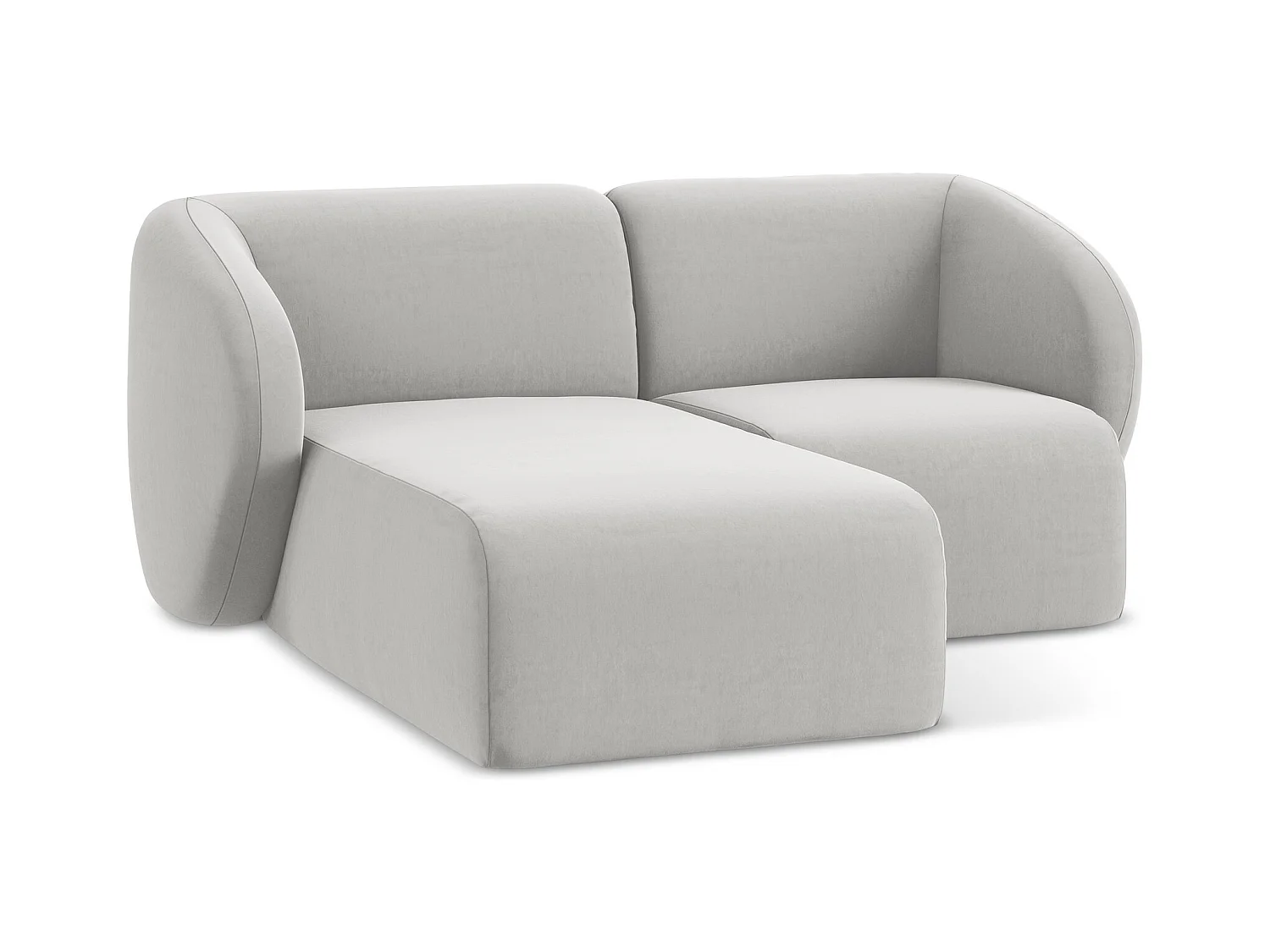 2,5-Sitzer Modulares Ecksofa - Ecke Links - Samt - Silber - LANI