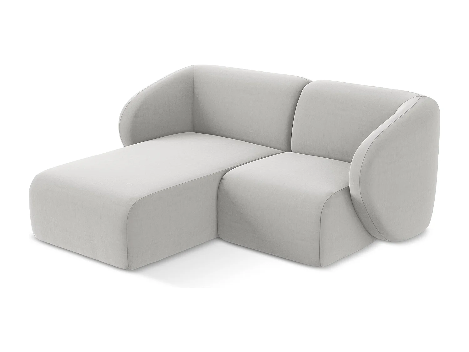 Modulaire hoekbank links van zilver velours - LANI