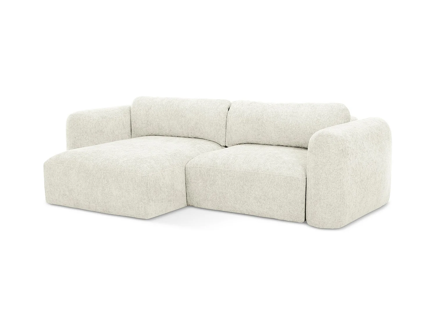 Canapé d’angle 3 places gauche convertible en tissu chenille - blanc - MELE