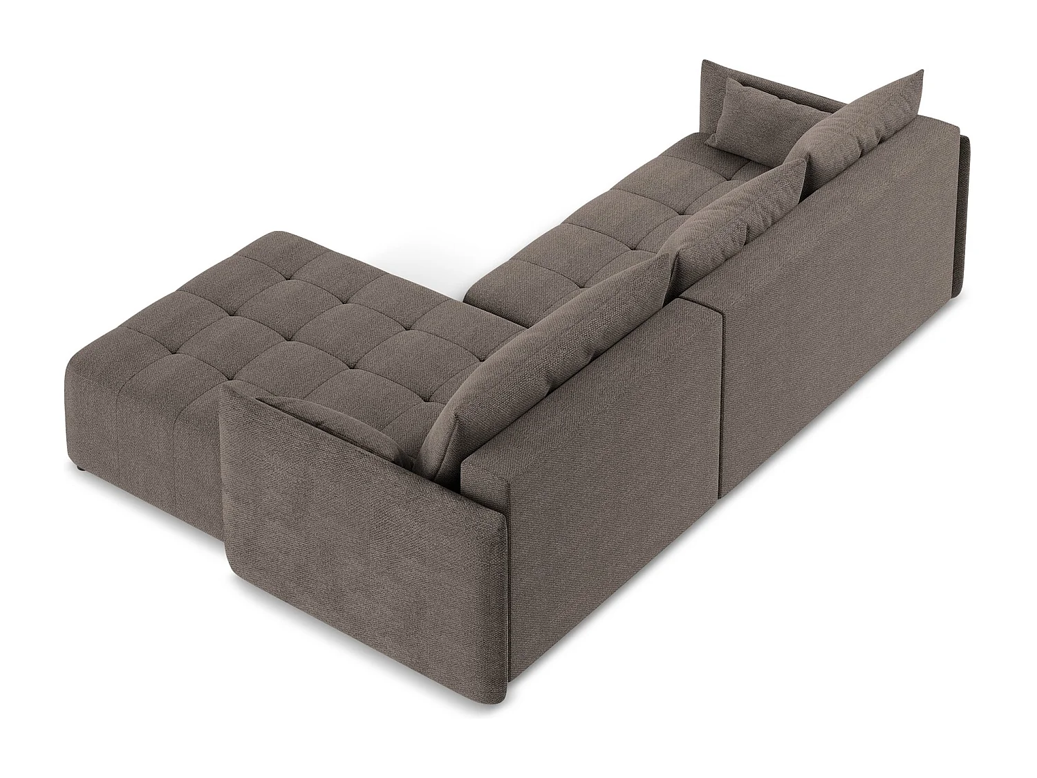 Ecksofa mit Schlaffunktion - Ecke Rechts - Bouclé - Schokolade - MOKU