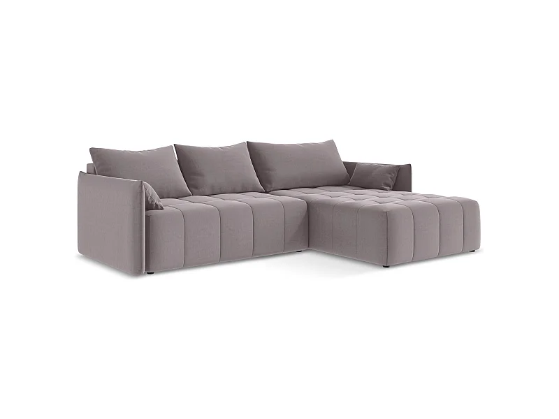 Ecksofa mit Schlaffunktion - Ecke Rechts - Samt - Lavendel - MOKU
