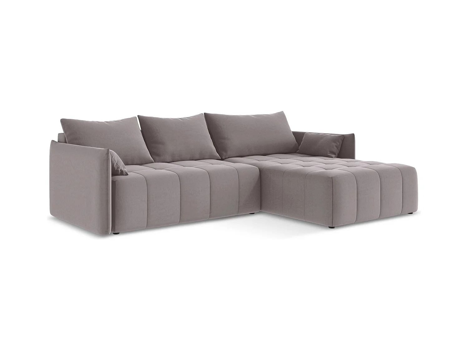 Canapé d'angle droit convertible en velours - lavande - MOKU