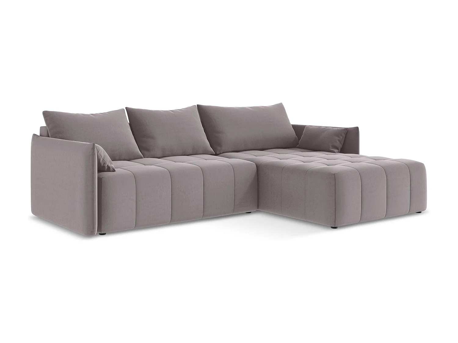 Canapé d'angle droit convertible en velours - lavande - MOKU