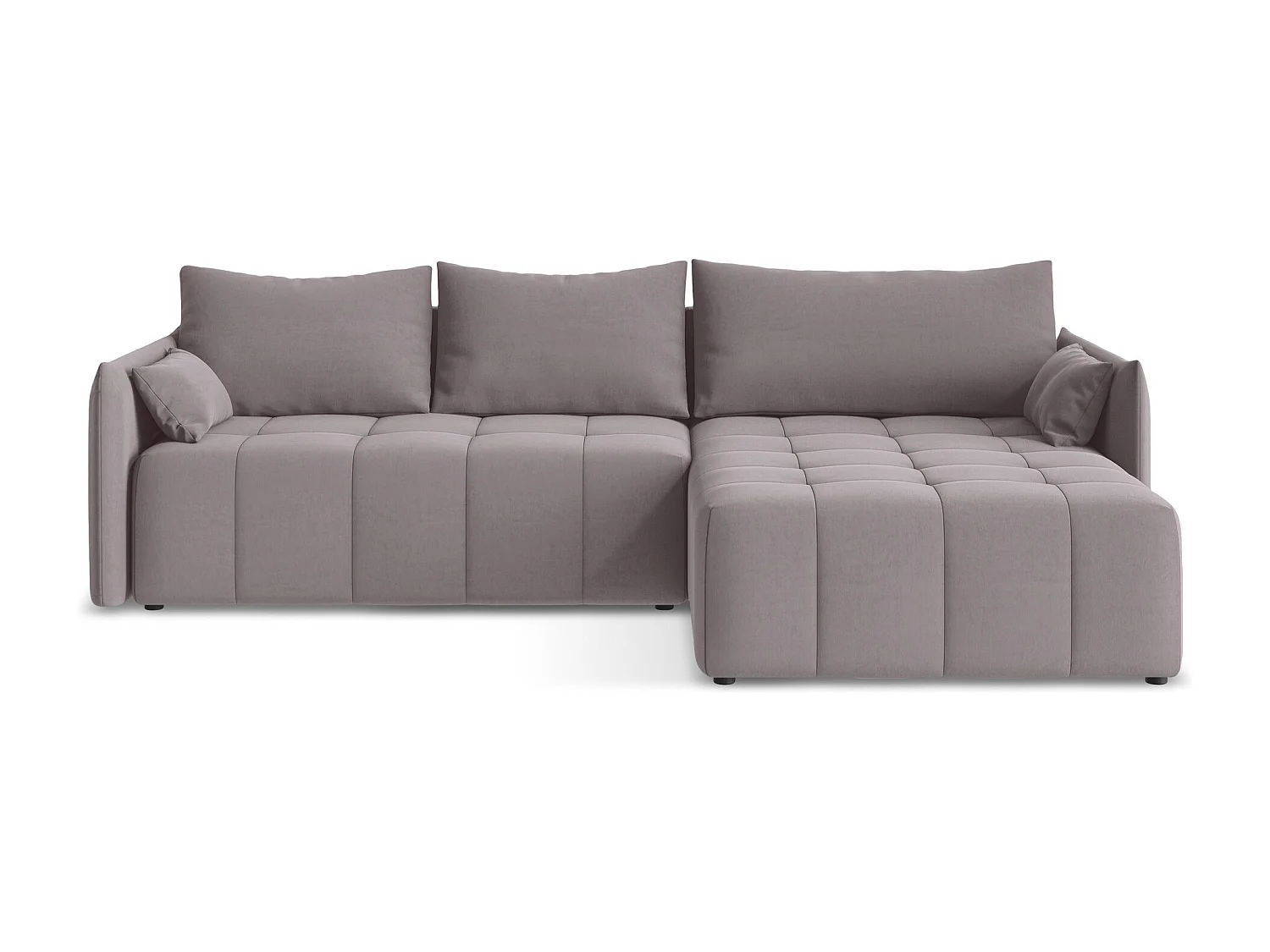 Canapé d'angle droit convertible en velours - lavande - MOKU