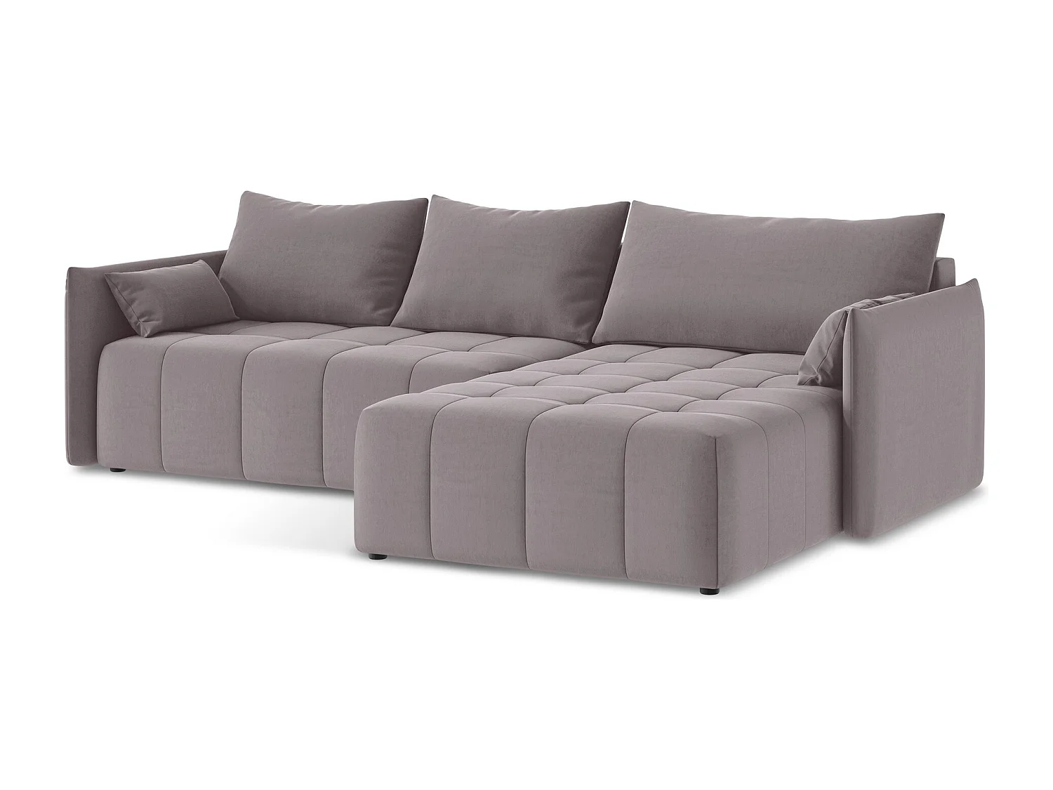 Canapé d'angle droit convertible en velours - lavande - MOKU